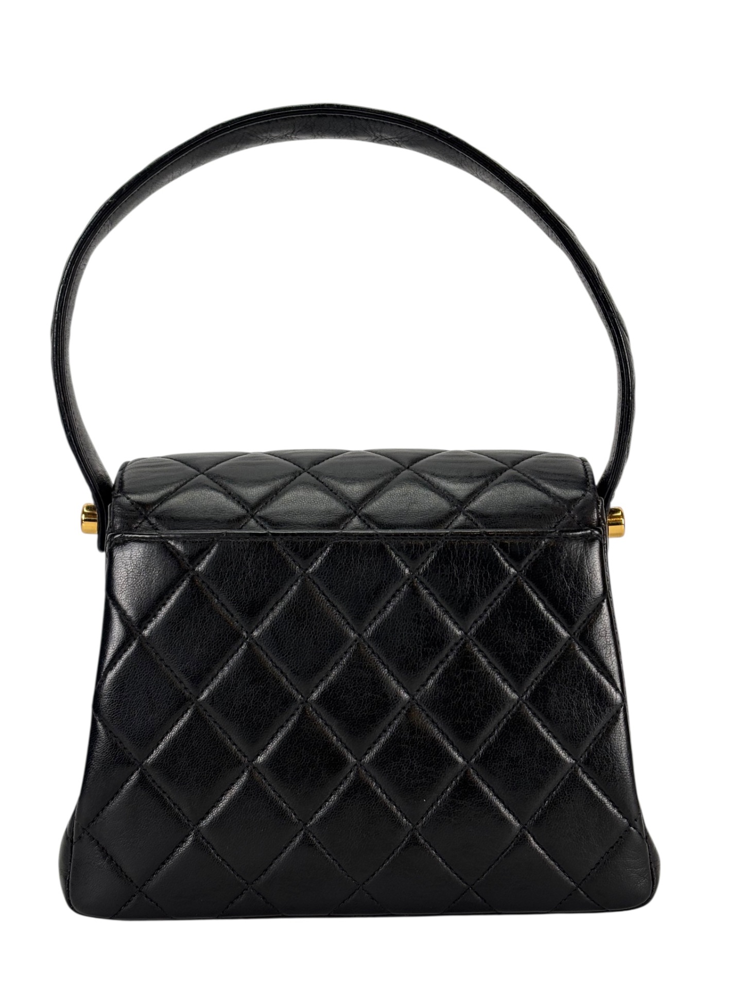 CHANEL - Black Lambskin CC Mini Kelly Handle Bag