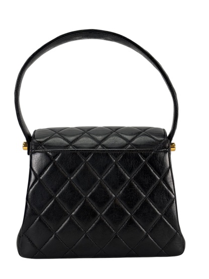 CHANEL - Black Lambskin CC Mini Kelly Handle Bag
