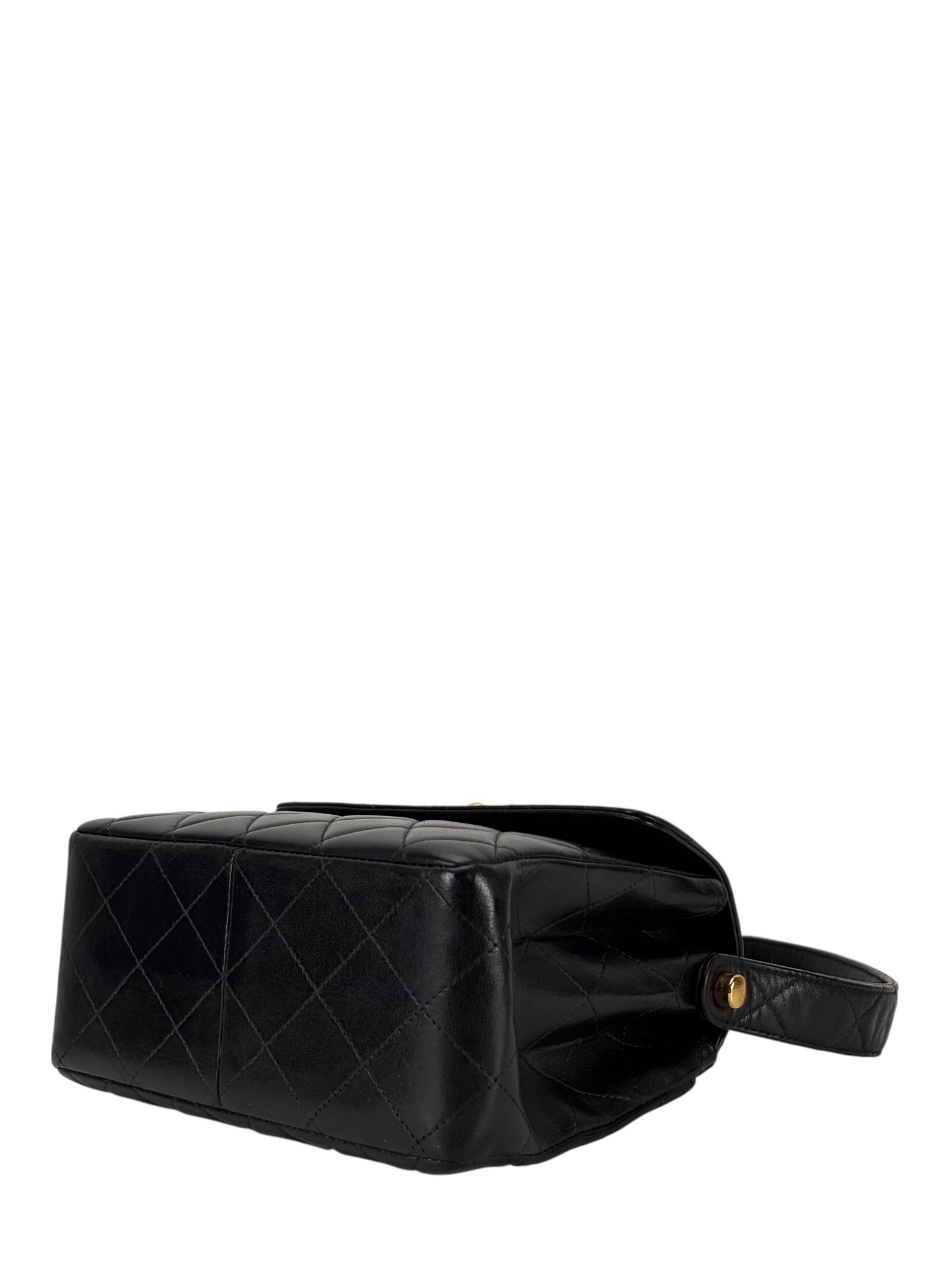 CHANEL - Black Lambskin CC Mini Kelly Handle Bag