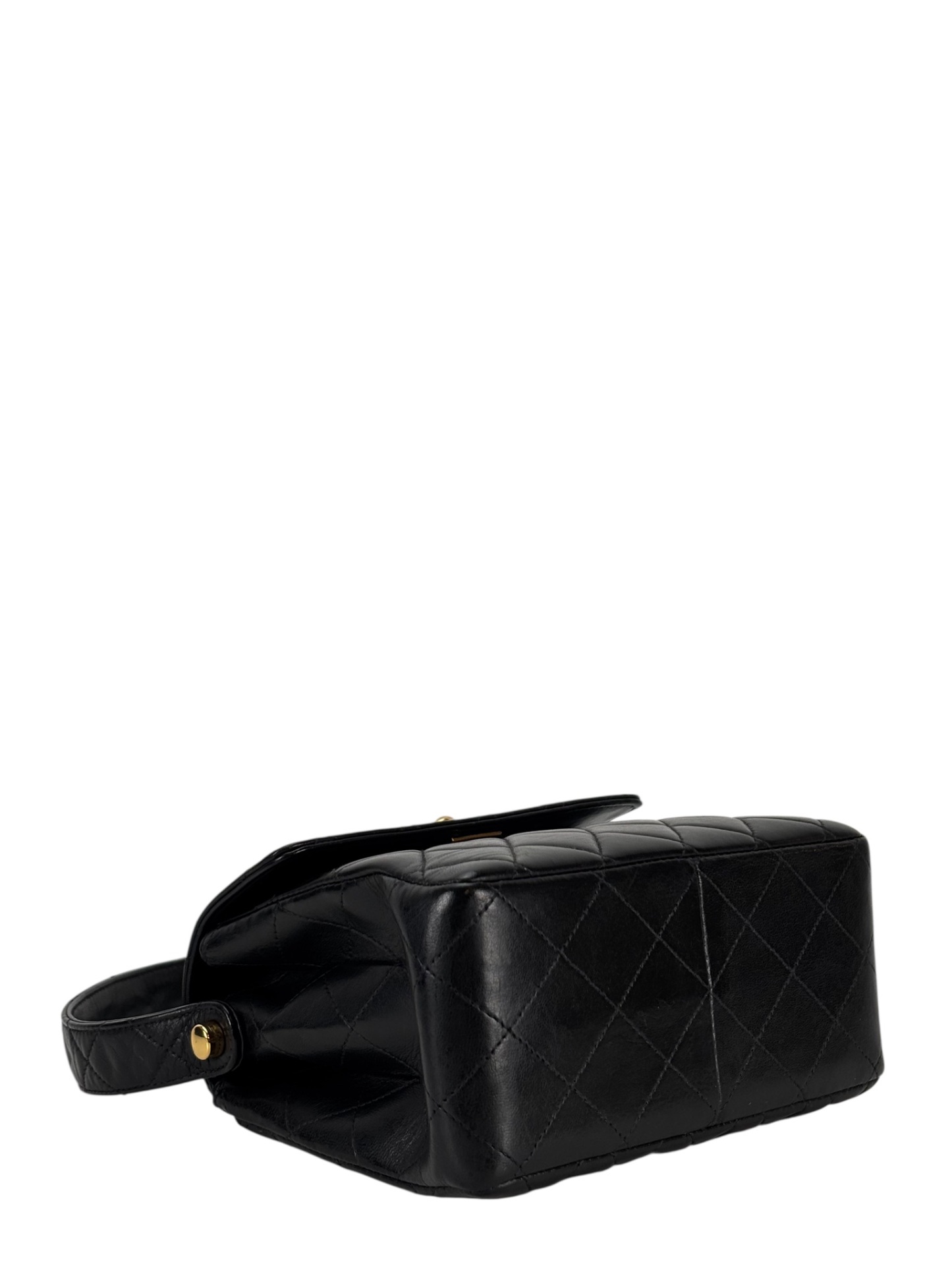CHANEL - Black Lambskin CC Mini Kelly Handle Bag