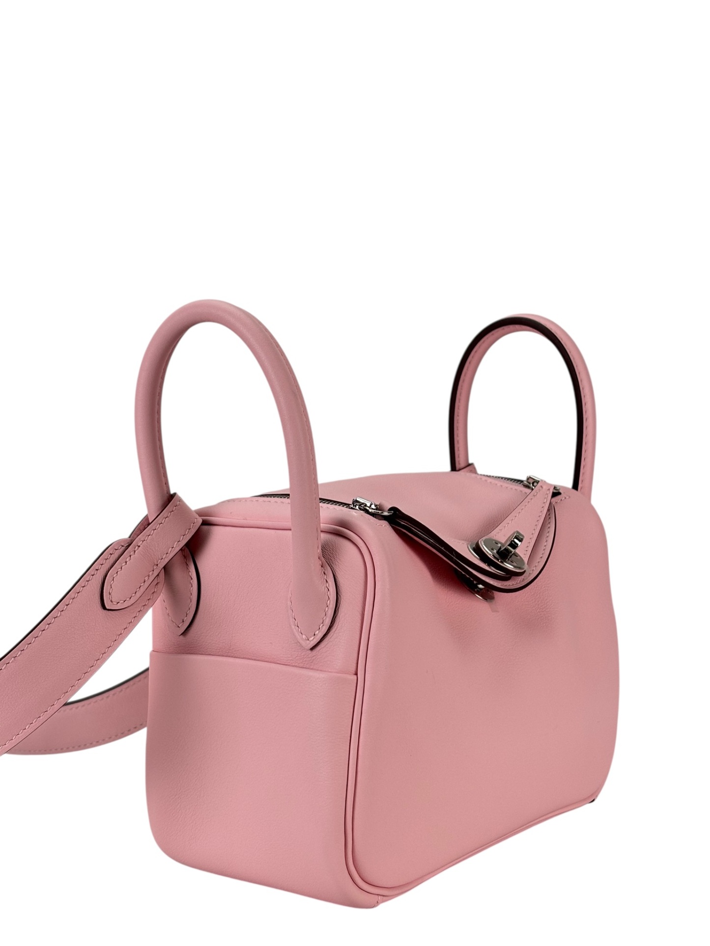 HERMES - Mini Lindy 3Q Sakura Pink Swift Palladium Hardware 