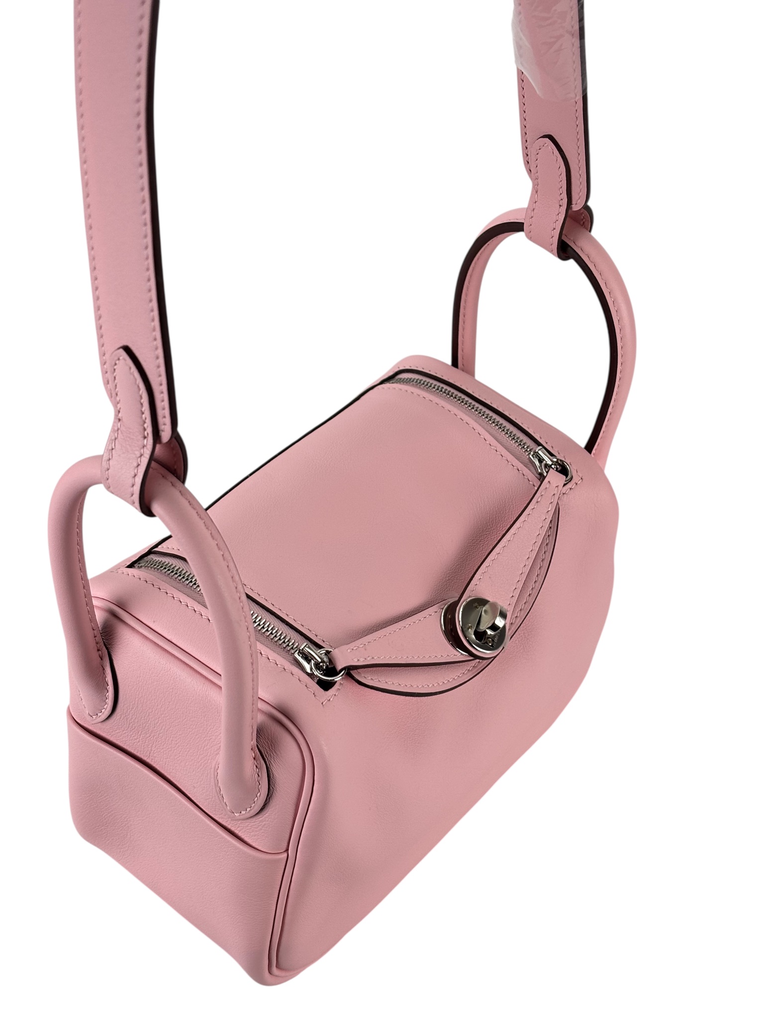 HERMES - Mini Lindy 3Q Sakura Pink Swift Palladium Hardware 