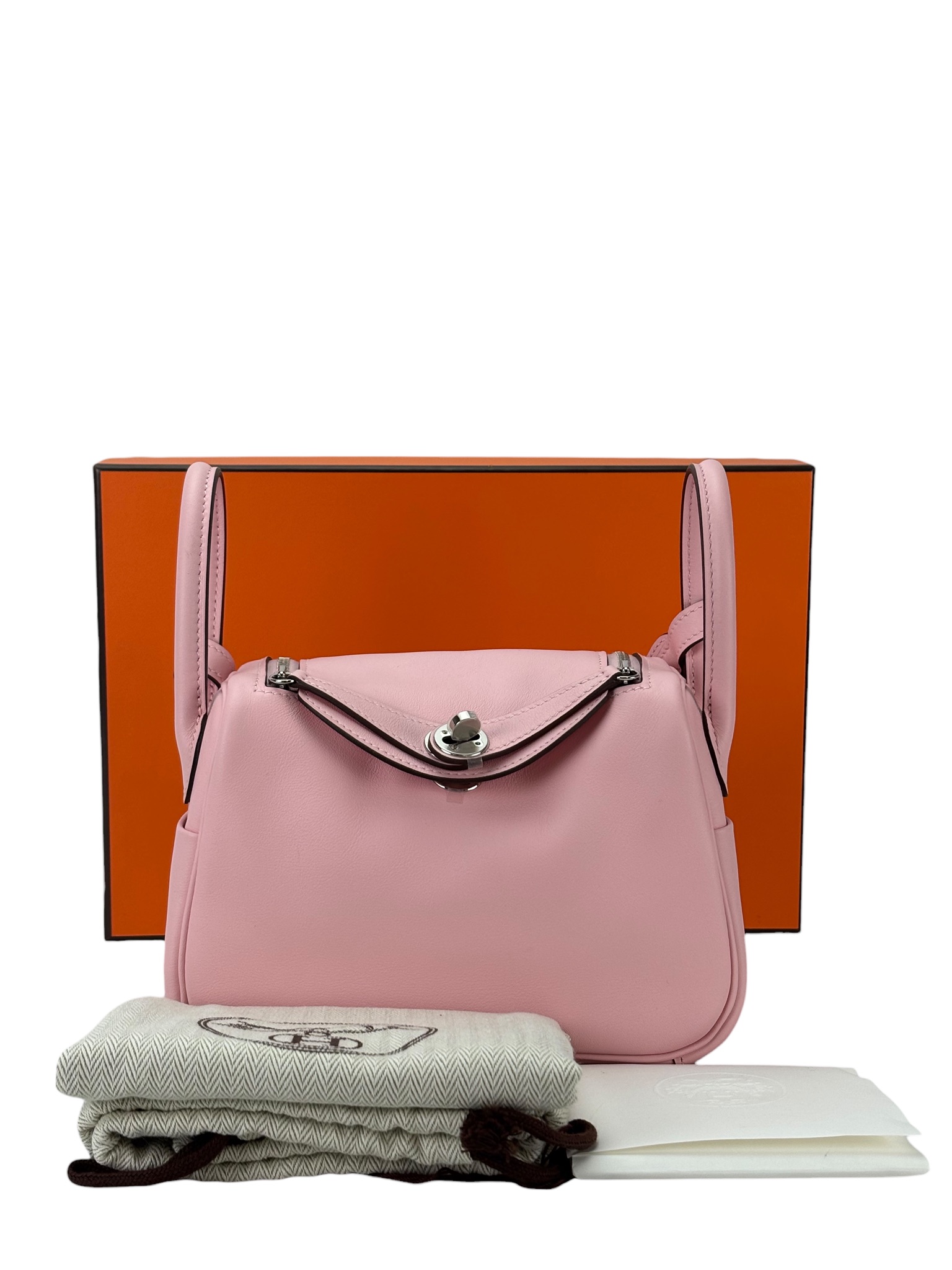 HERMES - Mini Lindy 3Q Sakura Pink Swift Palladium Hardware 