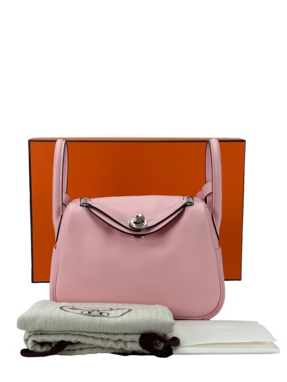 HERMES - Mini Lindy 3Q Sakura Pink Swift Palladium Hardware 