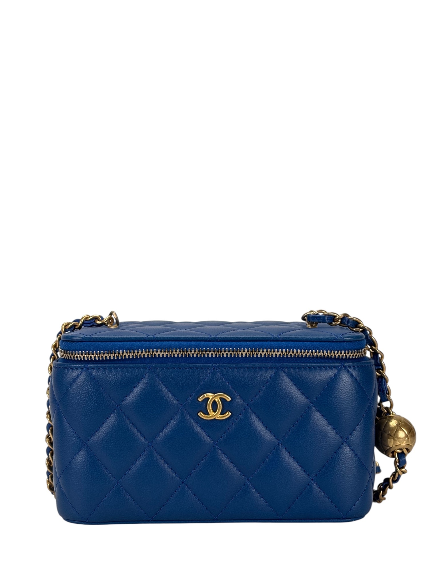CHANEL - 22B Blue Lambskin Pouch Crossbody Vanity Shoulder Bag 
