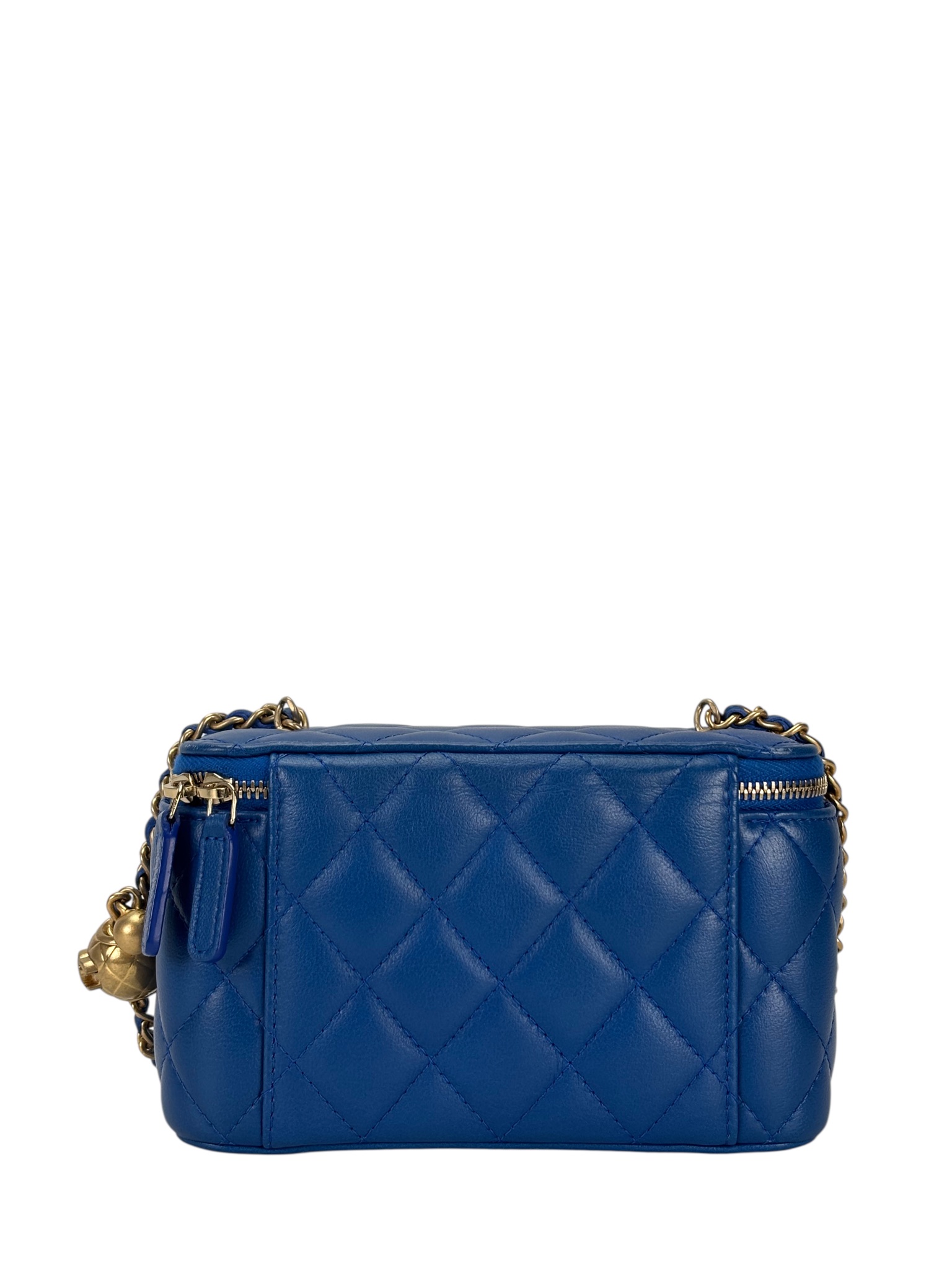 CHANEL - 22B Blue Lambskin Pouch Crossbody Vanity Shoulder Bag 
