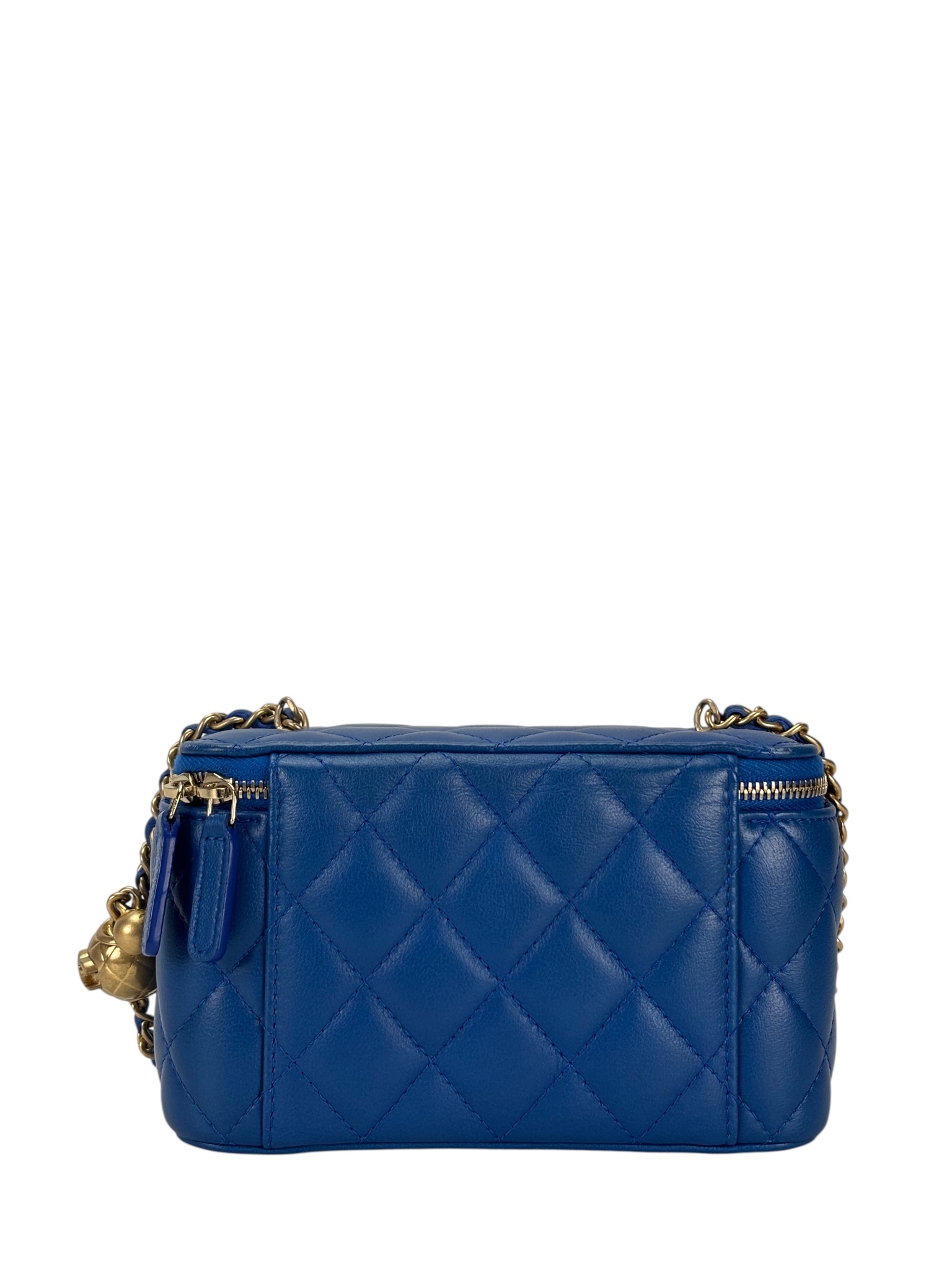 CHANEL - 22B Blue Lambskin Pouch Crossbody Vanity Shoulder Bag 