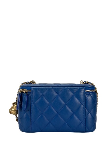 CHANEL - 22B Blue Lambskin Pouch Crossbody Vanity Shoulder Bag 