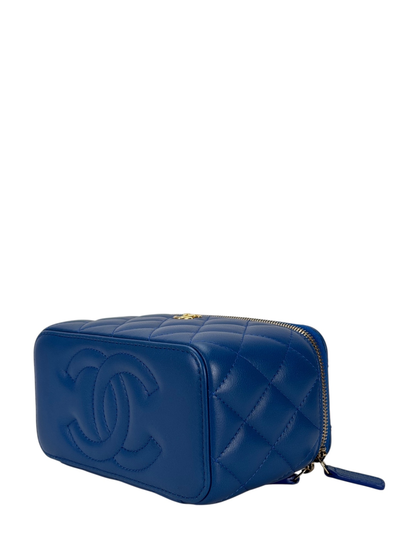 CHANEL - 22B Blue Lambskin Pouch Crossbody Vanity Shoulder Bag 