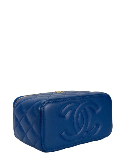 CHANEL - 22B Blue Lambskin Pouch Crossbody Vanity Shoulder Bag 