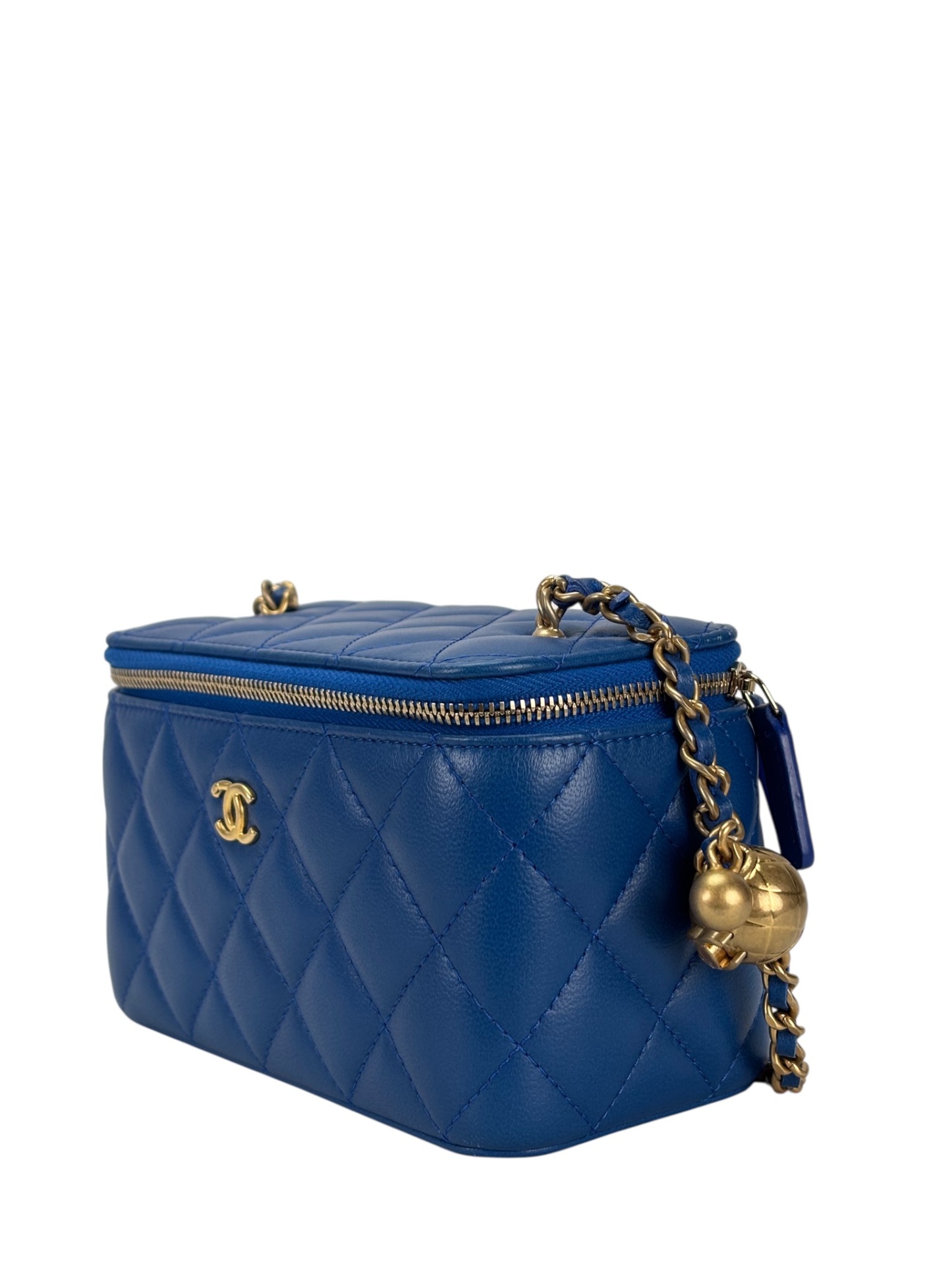 CHANEL - 22B Blue Lambskin Pouch Crossbody Vanity Shoulder Bag 