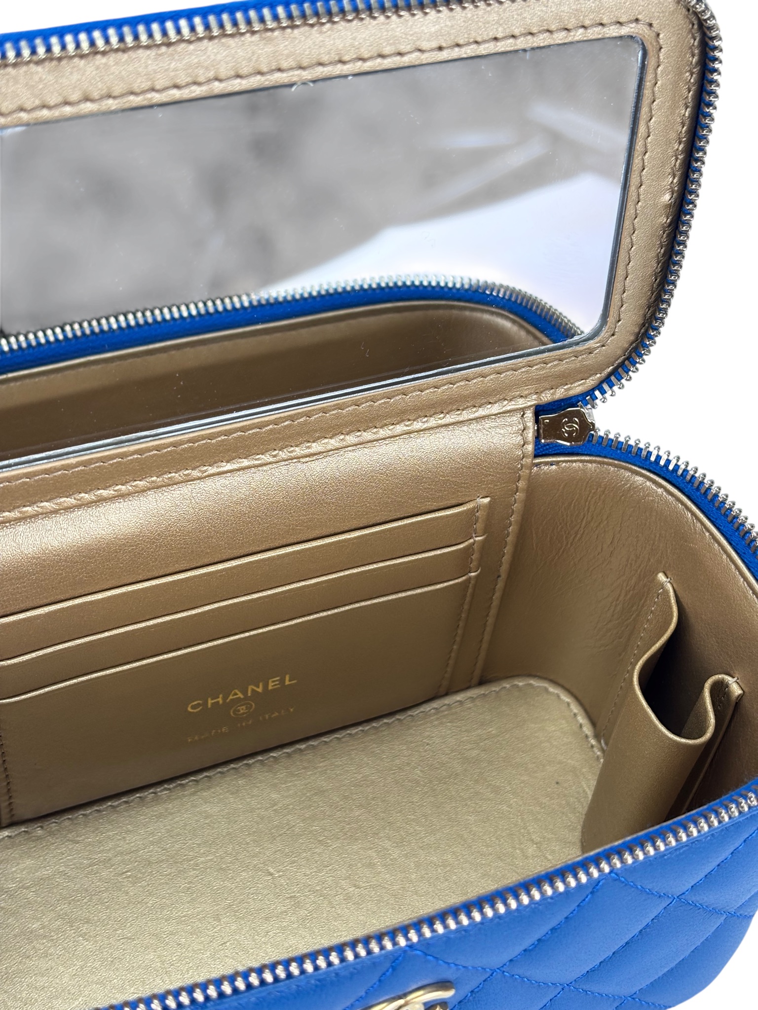 CHANEL - 22B Blue Lambskin Pouch Crossbody Vanity Shoulder Bag 