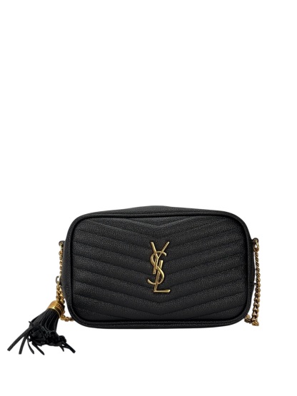 SAINT LAURENT - Black Leather Tassel Camera Shoulder Bag