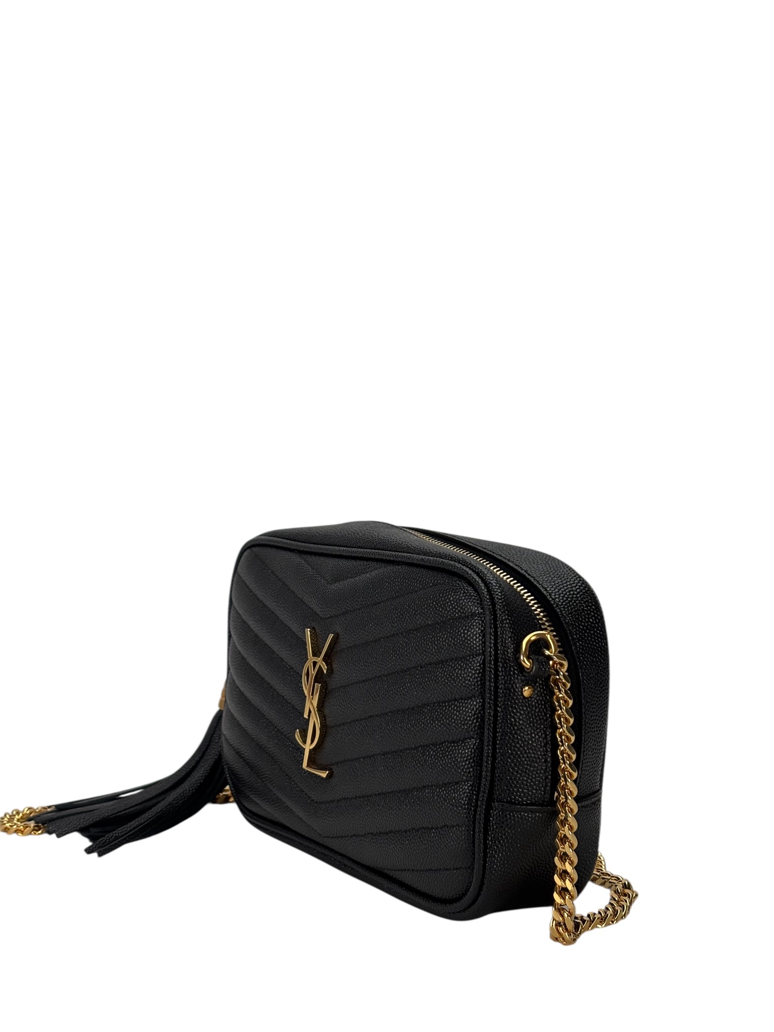 SAINT LAURENT - Black Leather Tassel Camera Shoulder Bag