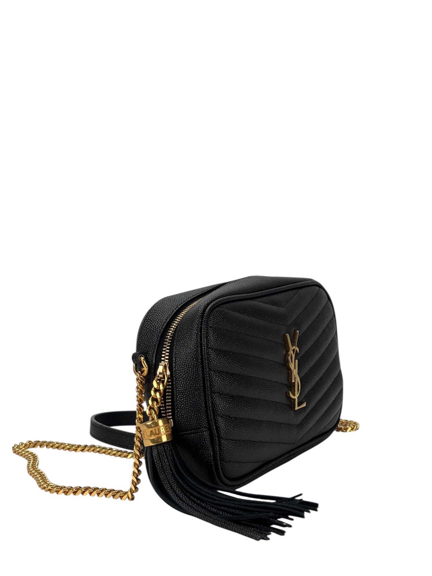 SAINT LAURENT - Black Leather Tassel Camera Shoulder Bag