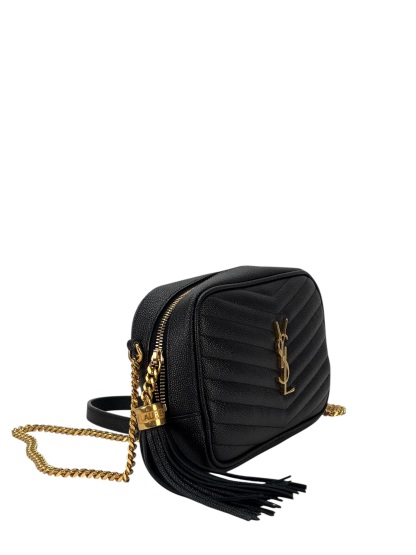 SAINT LAURENT - Black Leather Tassel Camera Shoulder Bag