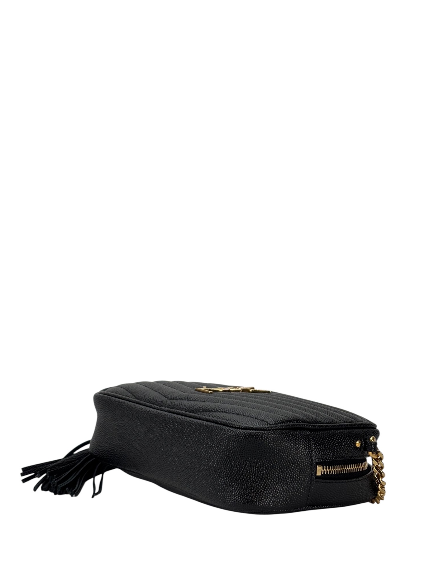 SAINT LAURENT - Black Leather Tassel Camera Shoulder Bag