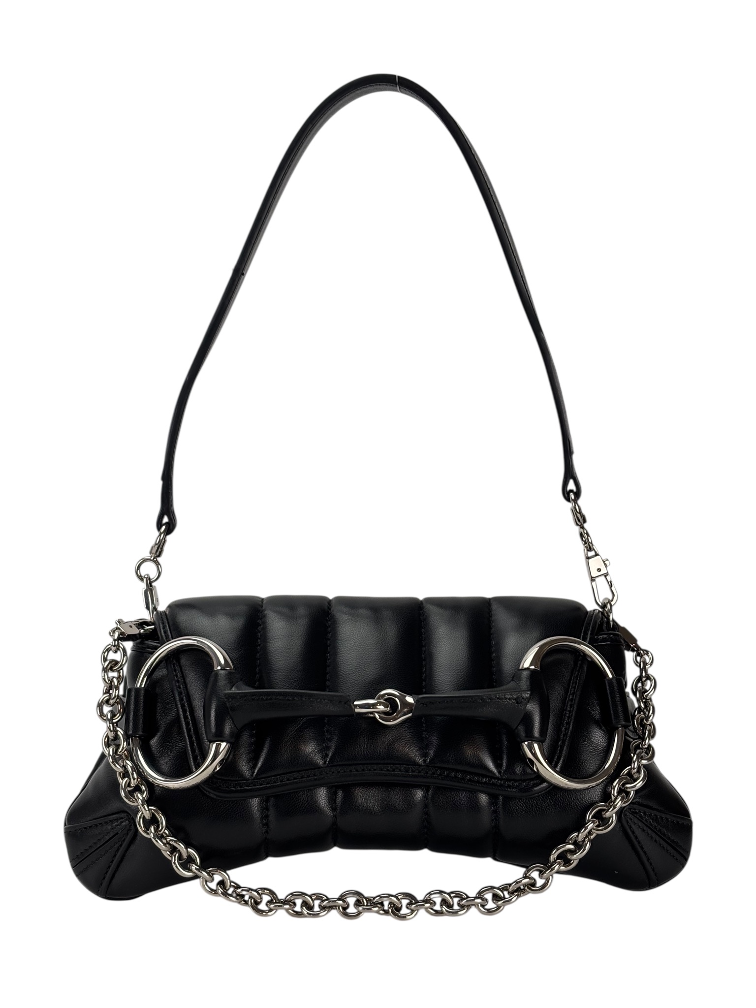 GUCCI - Black Horsebit Chain Cloth Crossbody Bag