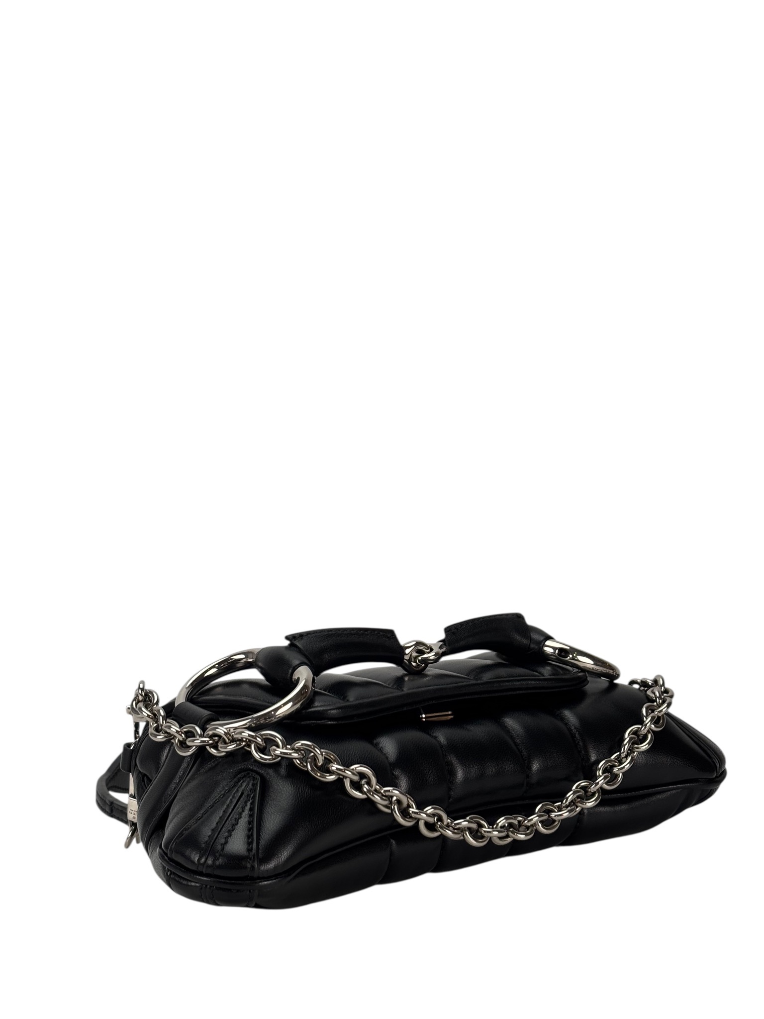GUCCI - Black Horsebit Chain Cloth Crossbody Bag