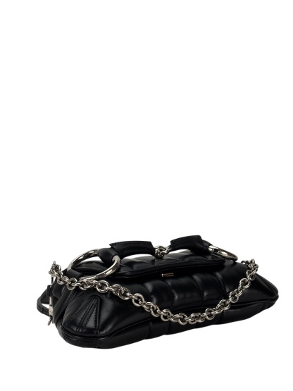 GUCCI - Black Horsebit Chain Cloth Crossbody Bag