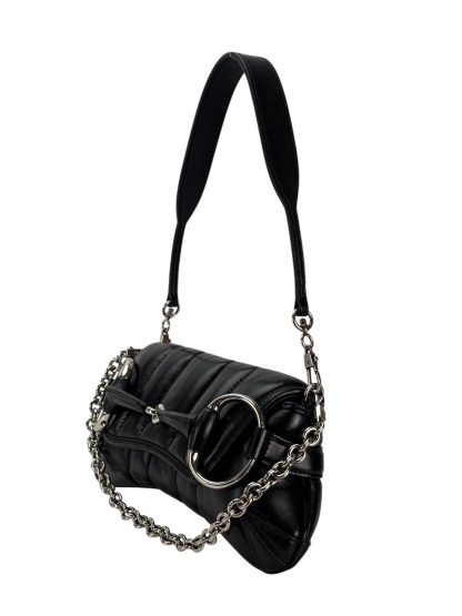 GUCCI - Black Horsebit Chain Cloth Crossbody Bag
