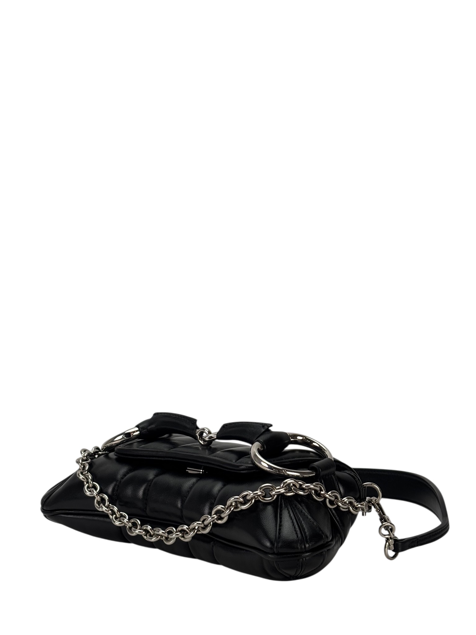 GUCCI - Black Horsebit Chain Cloth Crossbody Bag