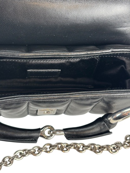 GUCCI - Black Horsebit Chain Cloth Crossbody Bag