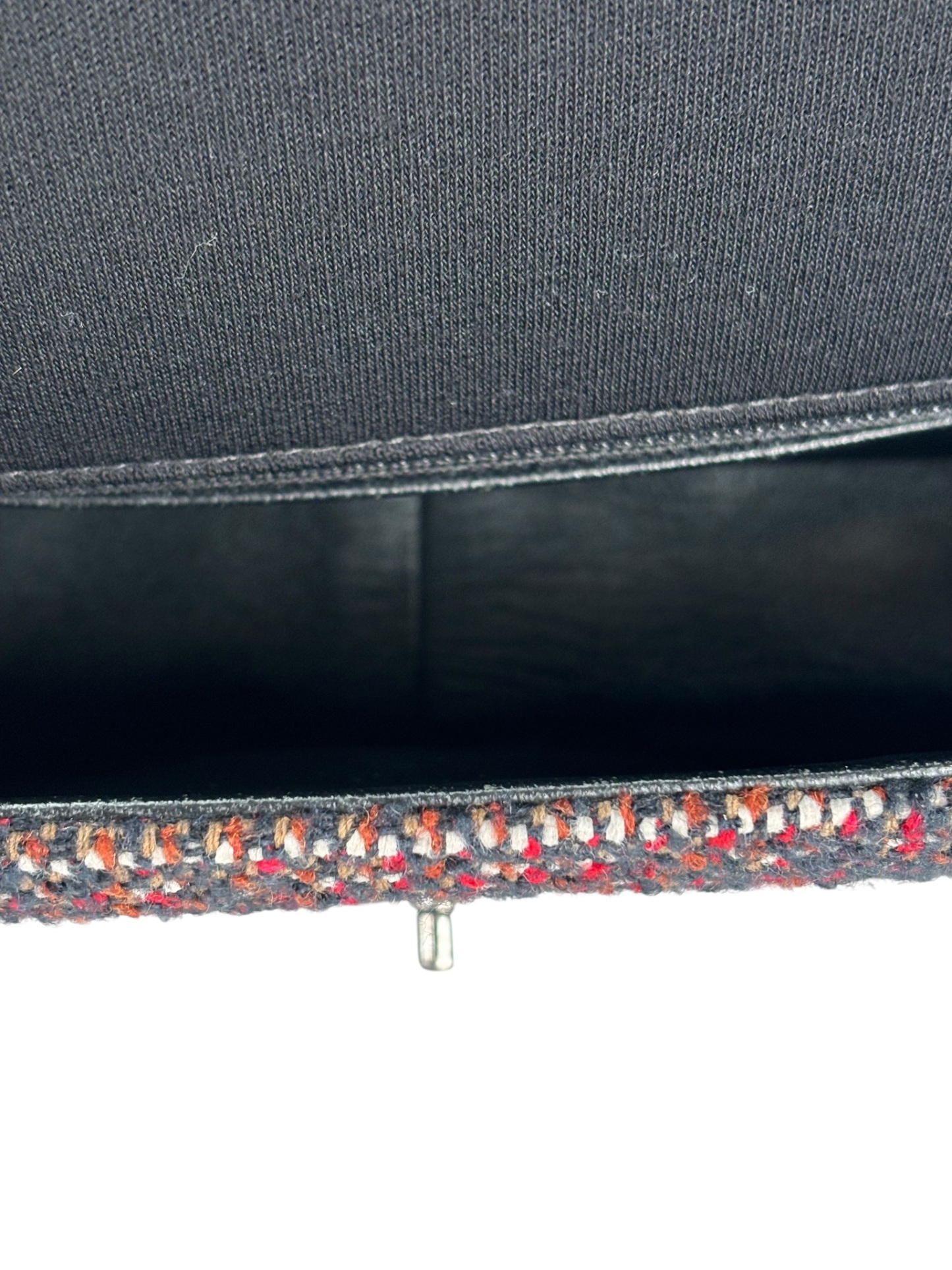 CHANEL - Medium Classic Double Flap Bag Black Tweed Sliver Hardware (CF25) 