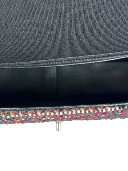 CHANEL - Medium Classic Double Flap Bag Black Tweed Sliver Hardware (CF25) 