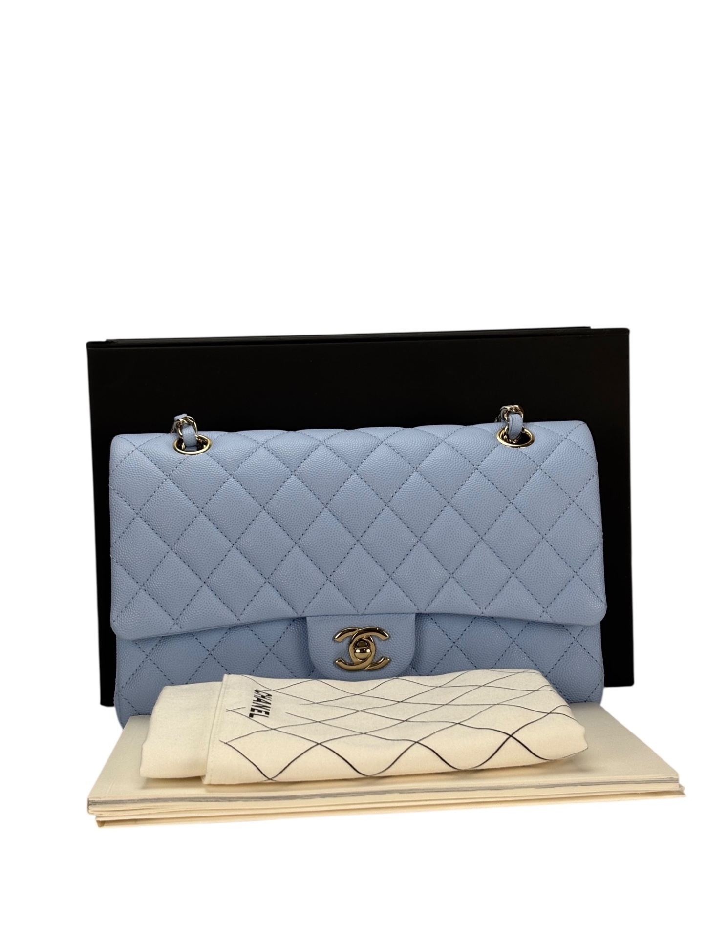CHANEL - Medium Classic Double Flap Bag Black Caviar Gold Hardware (CF25)