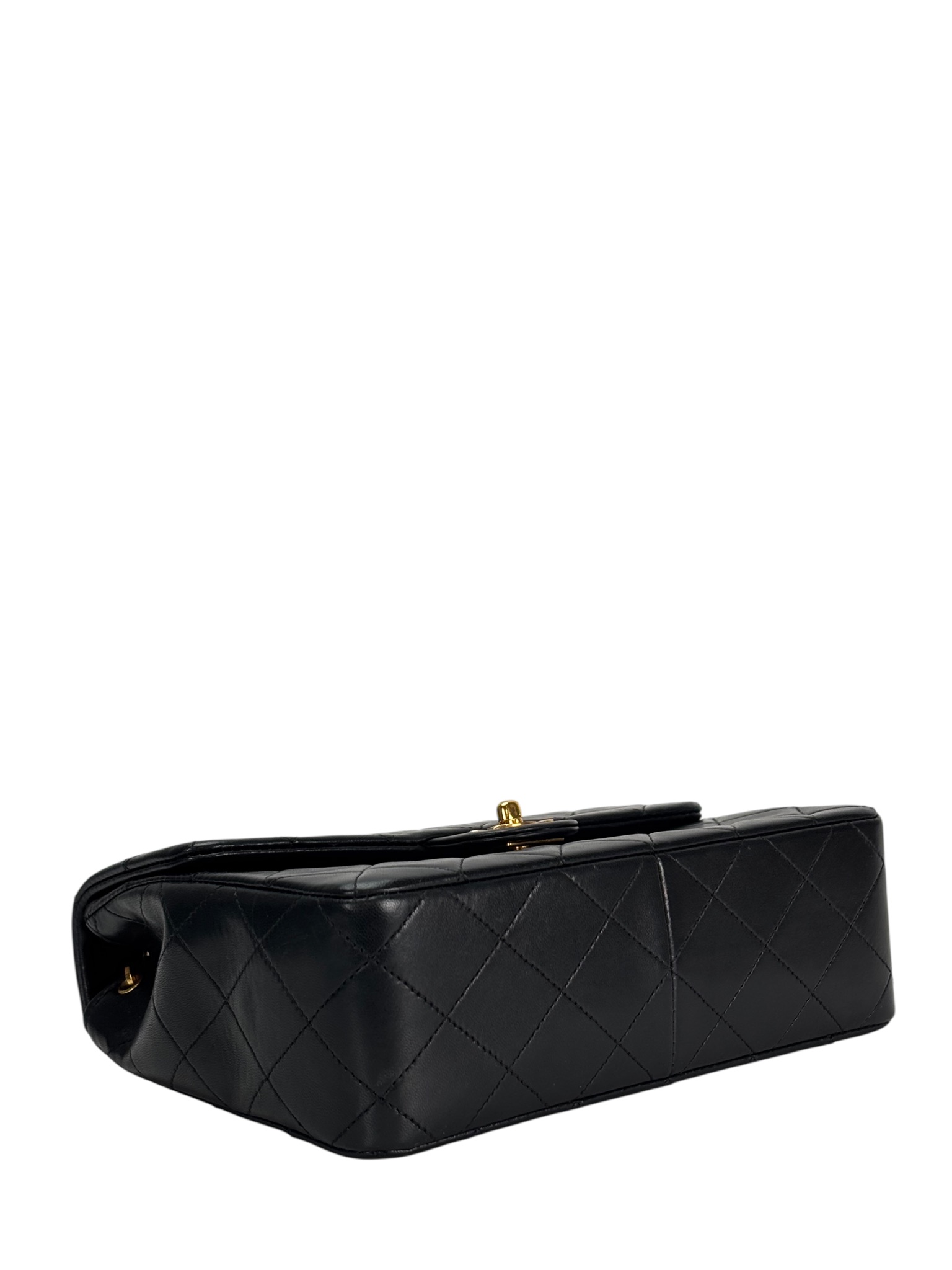 CHANEL - Black Lambskin Mini Classic Square Flap Shoulder Bag 20