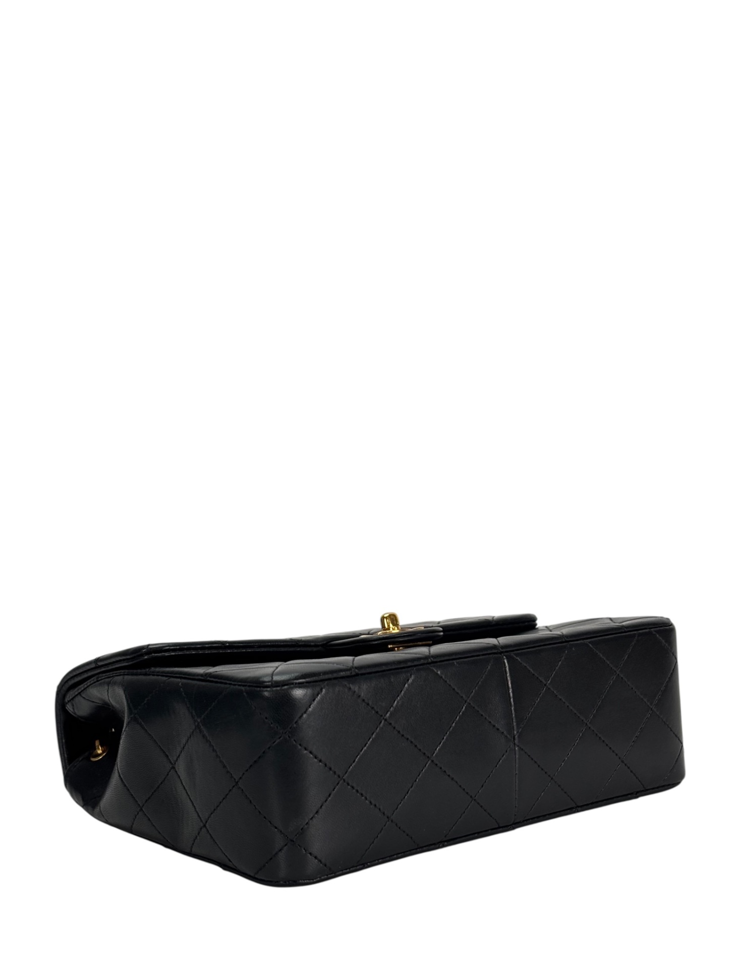 CHANEL - Black Lambskin Mini Classic Square Flap Shoulder Bag 20