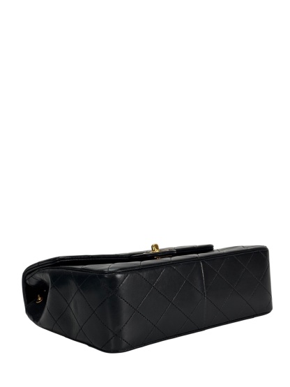 CHANEL - Black Lambskin Mini Classic Square Flap Shoulder Bag 20