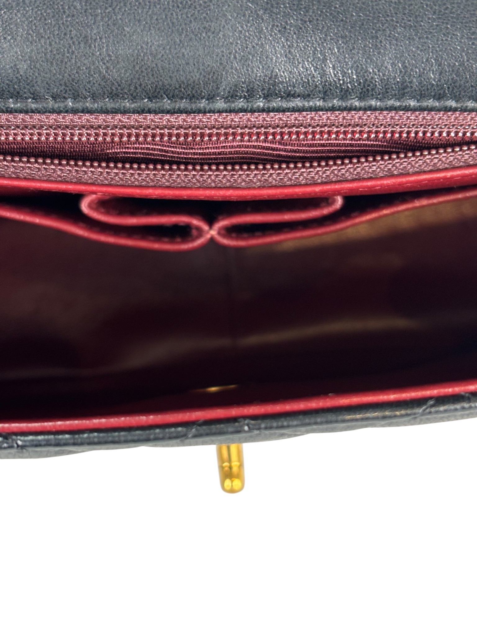 CHANEL - Black Lambskin Mini Classic Square Flap Shoulder Bag 20