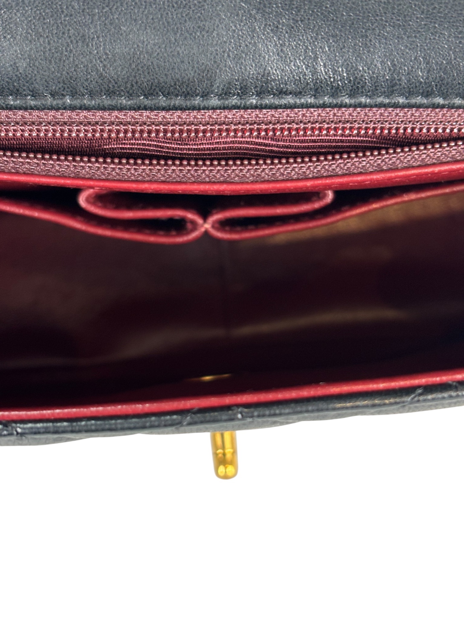 CHANEL - Black Lambskin Mini Classic Square Flap Shoulder Bag 20