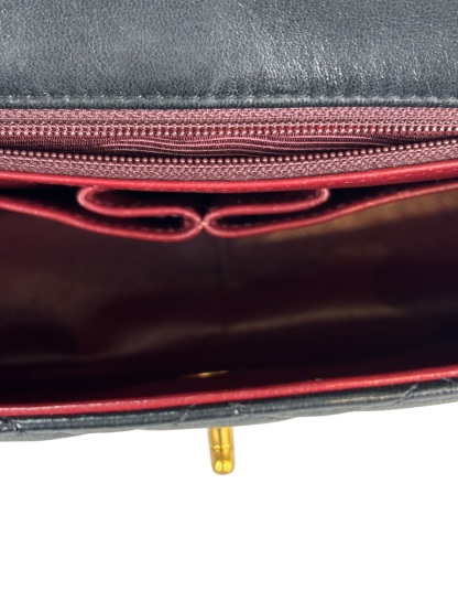 CHANEL - Black Lambskin Mini Classic Square Flap Shoulder Bag 20