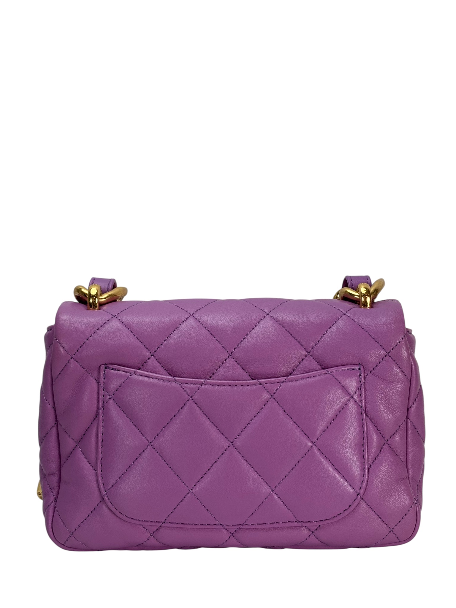 CHANEL - Purple Lambskin Matelasse Flap Shoulder Bag