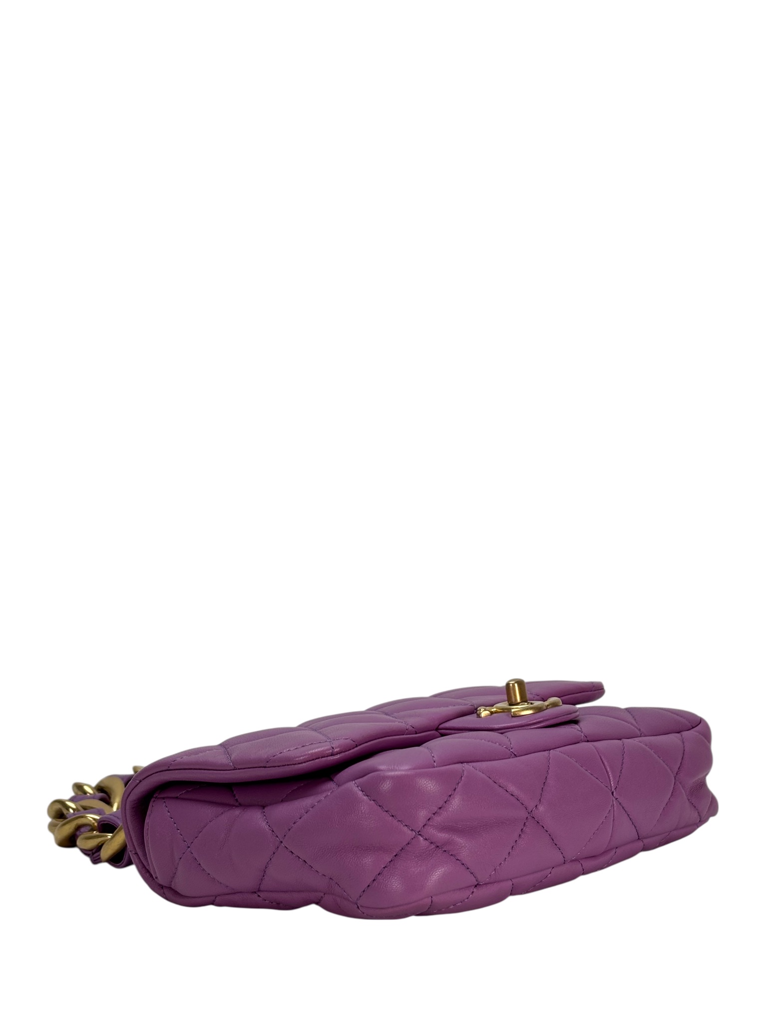 CHANEL - Purple Lambskin Matelasse Flap Shoulder Bag