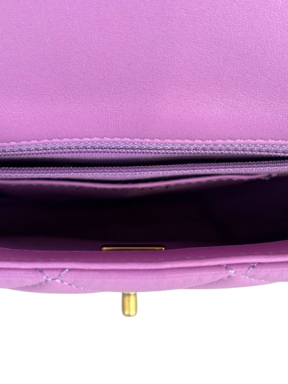 CHANEL - Purple Lambskin Matelasse Flap Shoulder Bag