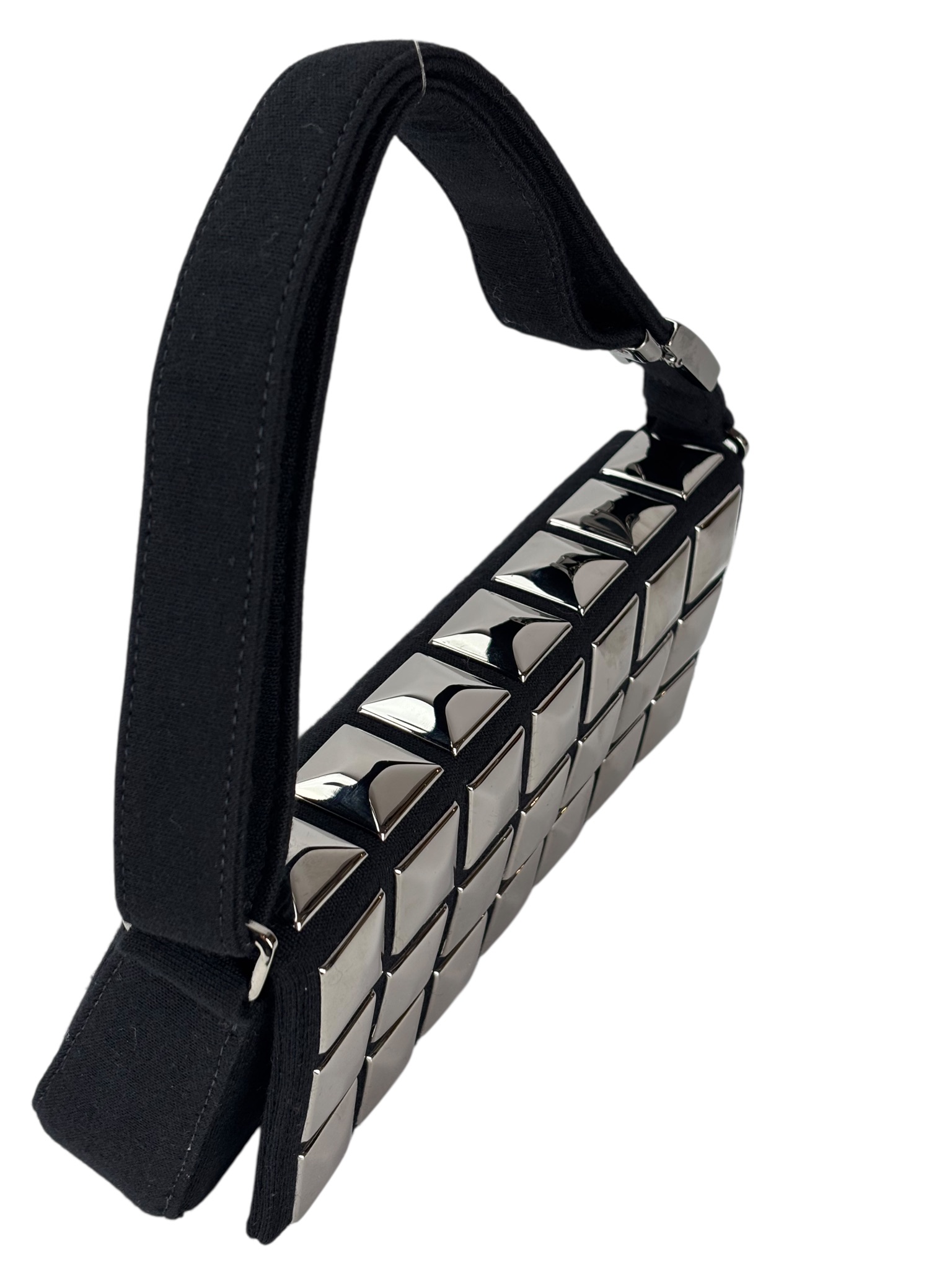 CHANEL - Black Cotton Chocolate Bar Shoulder Bag 