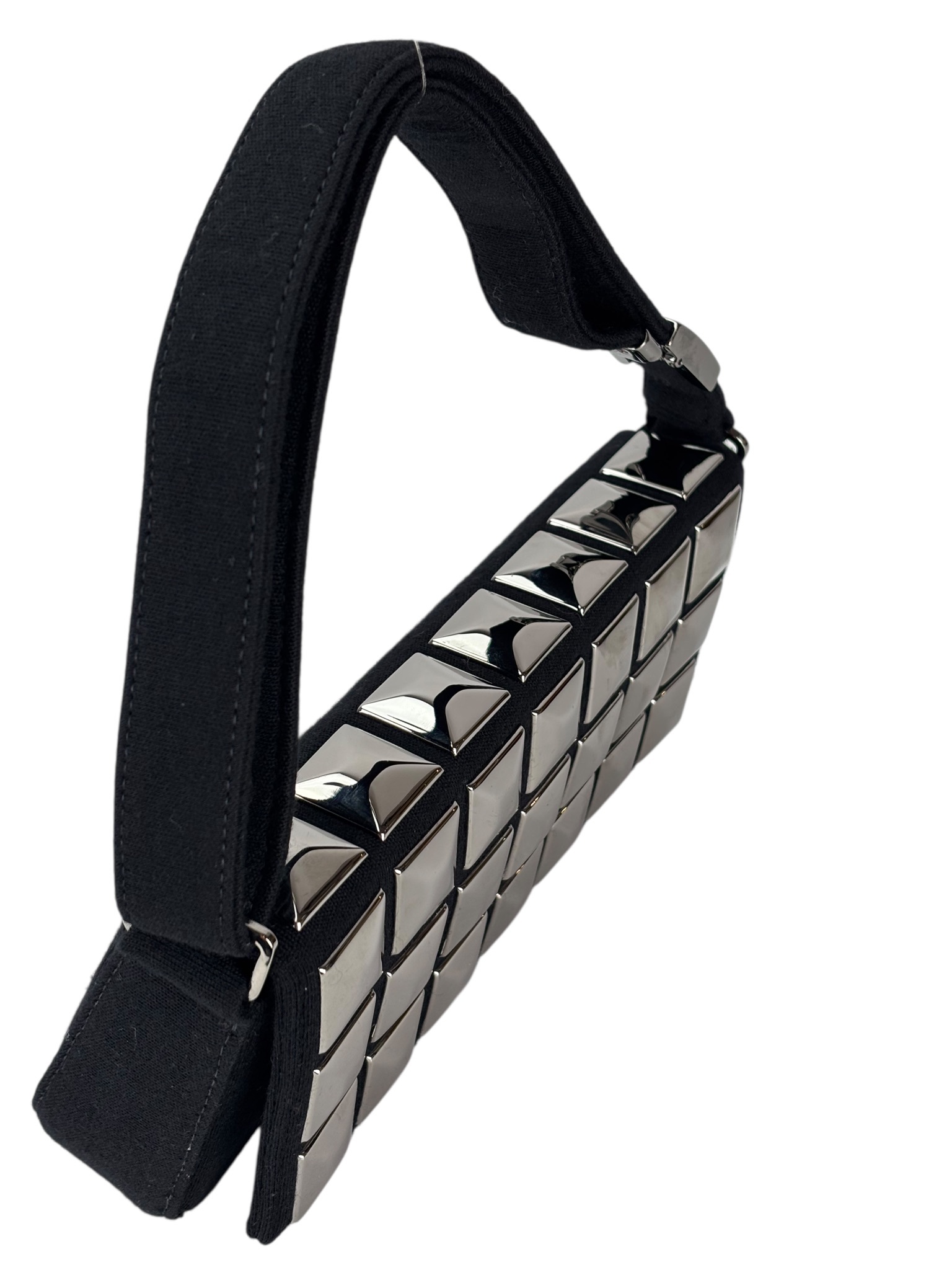 CHANEL - Black Cotton Chocolate Bar Shoulder Bag 