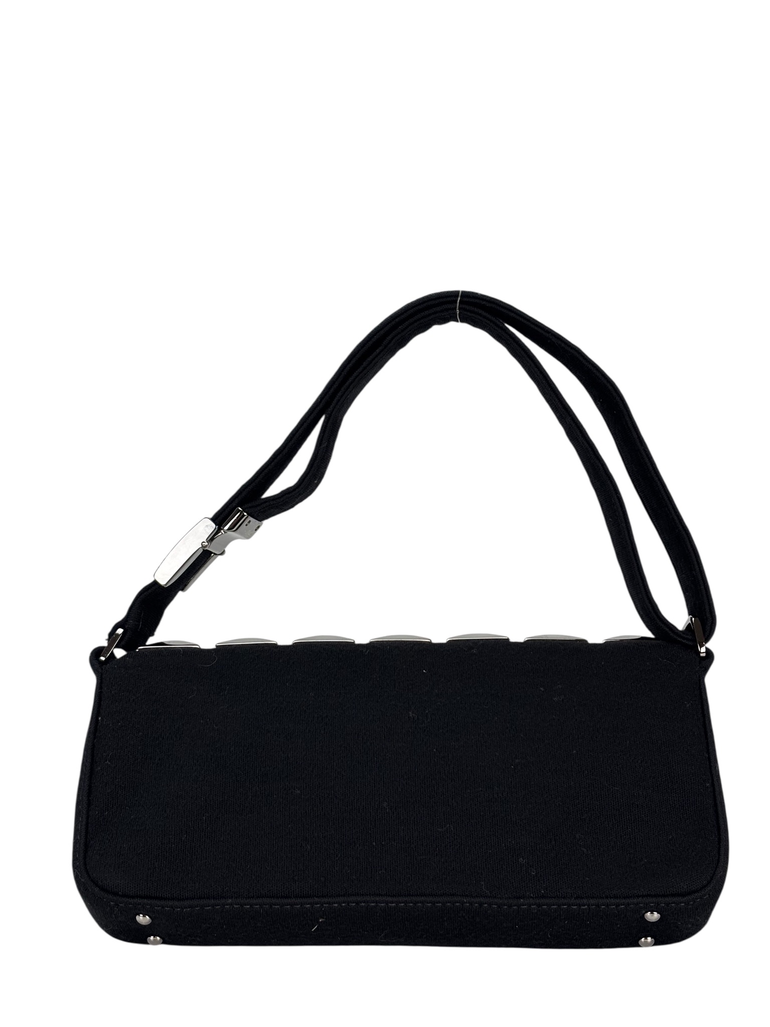 CHANEL - Black Cotton Chocolate Bar Shoulder Bag 