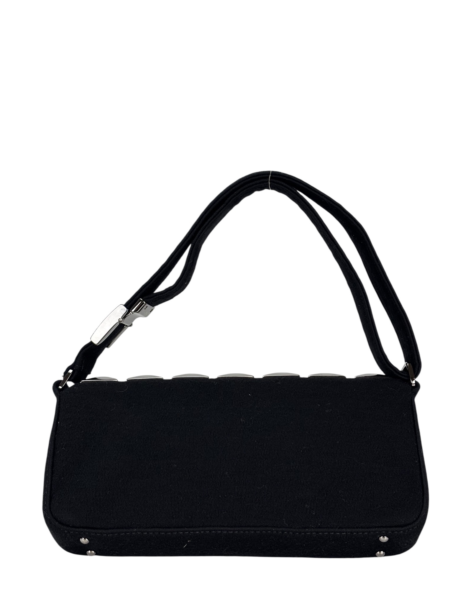 CHANEL - Black Cotton Chocolate Bar Shoulder Bag 