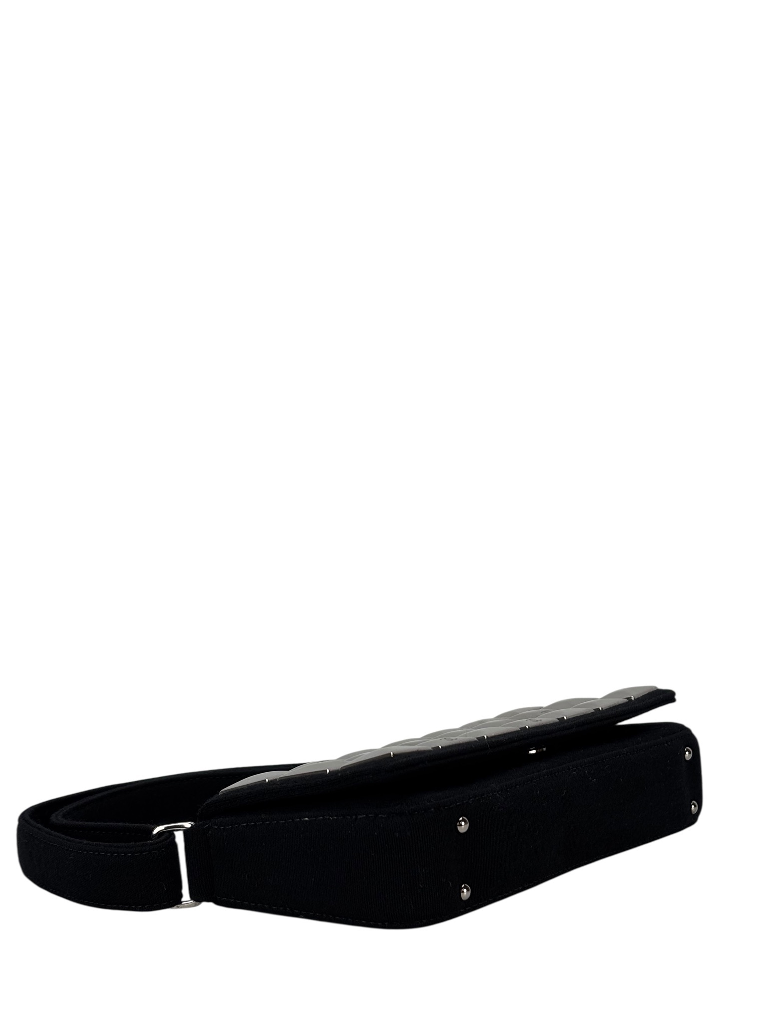 CHANEL - Black Cotton Chocolate Bar Shoulder Bag 