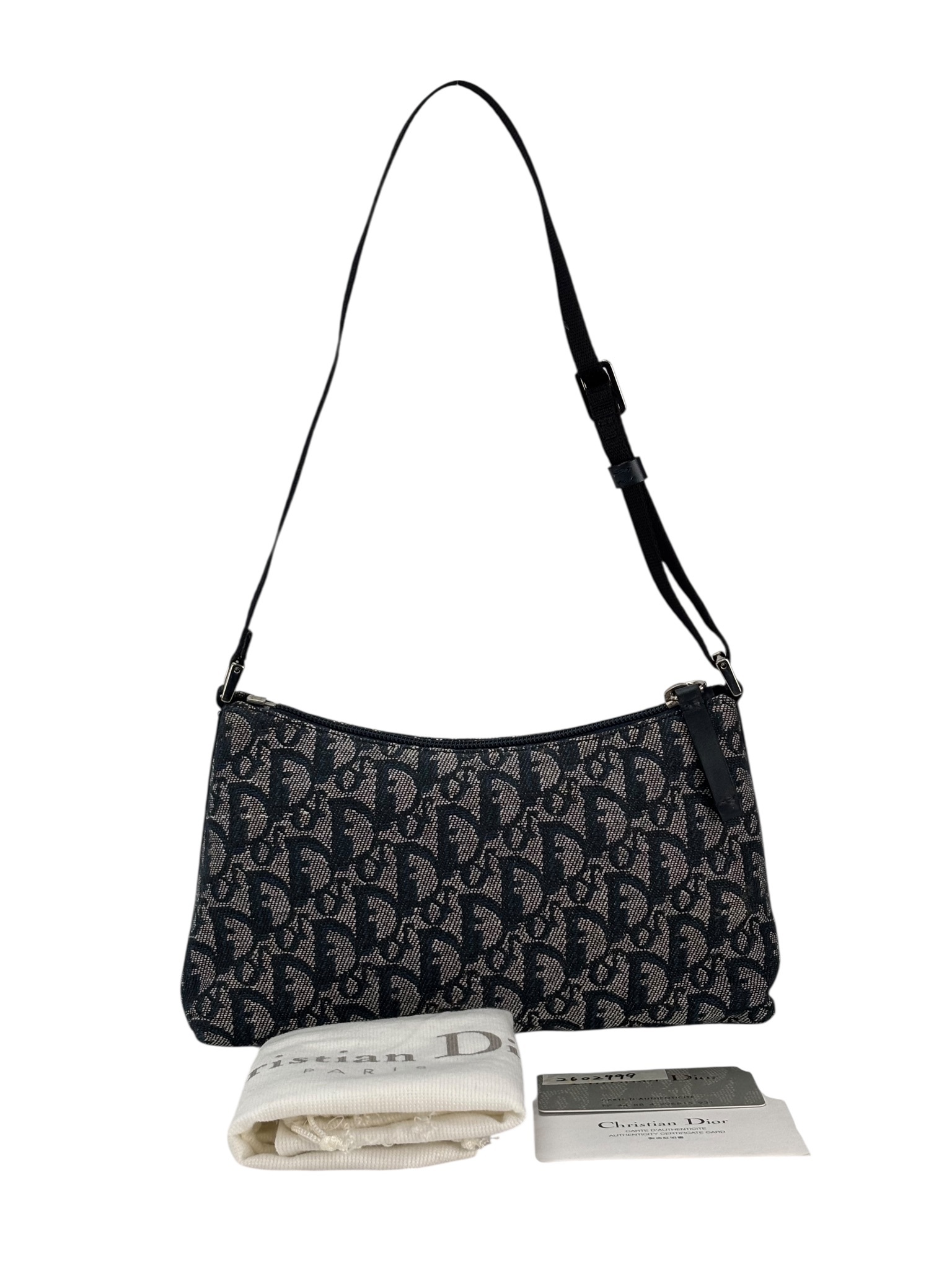 CHRISTIAN DIOR - Black Canvas Diorissimo Pochette Shoulder Bag
