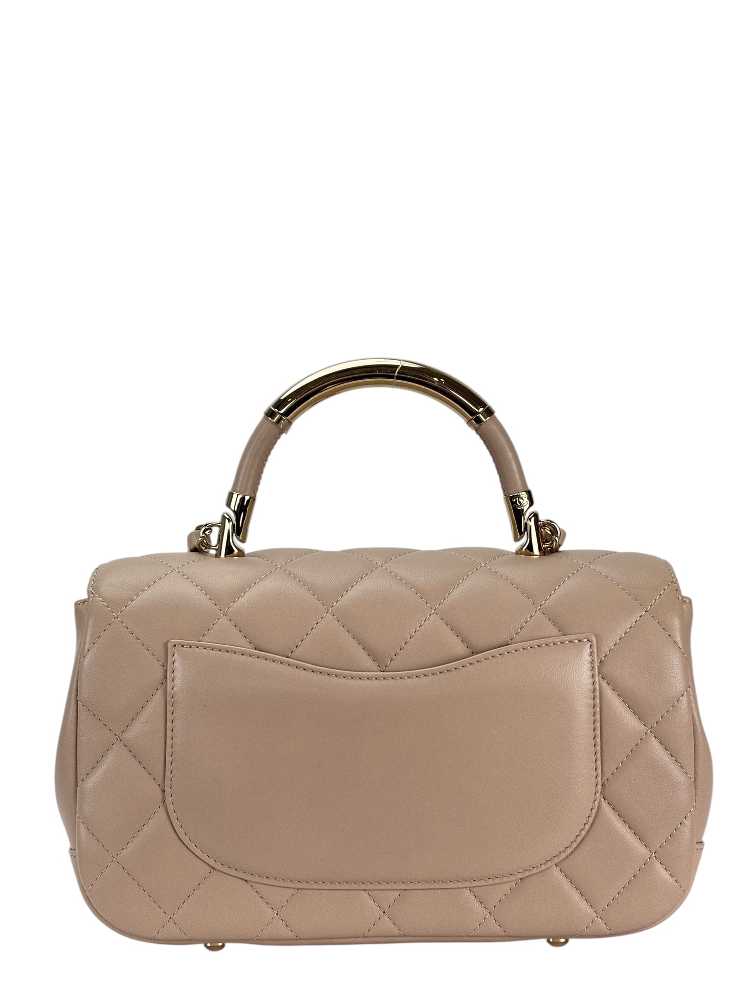 CHANEL - Nude Lambskin Coco Handle Chain Bag