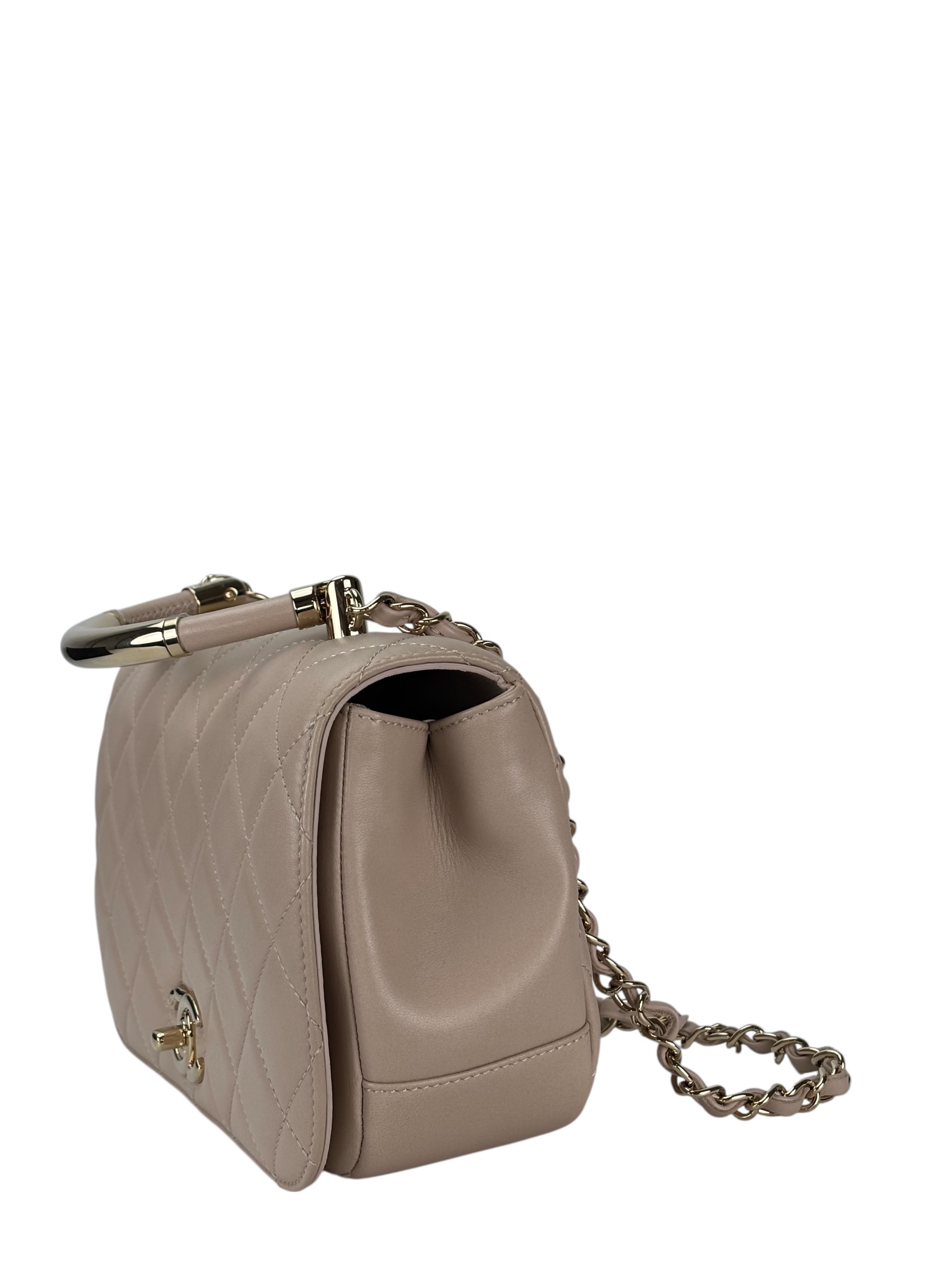 CHANEL - Nude Lambskin Coco Handle Chain Bag