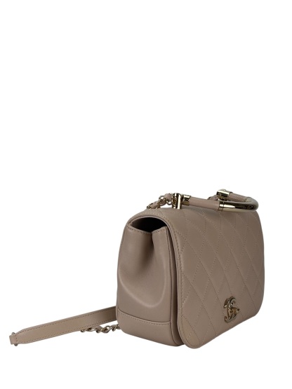 CHANEL - Nude Lambskin Coco Handle Chain Bag