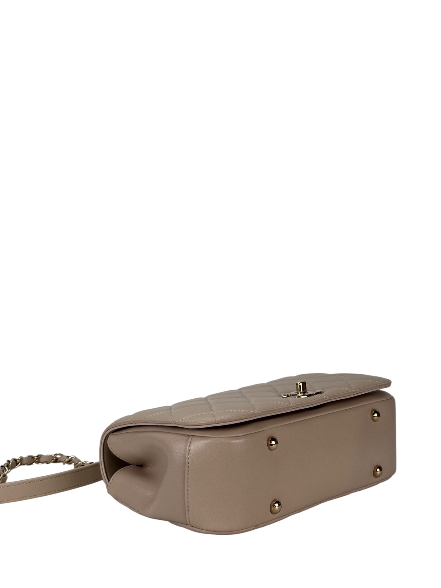 CHANEL - Nude Lambskin Coco Handle Chain Bag