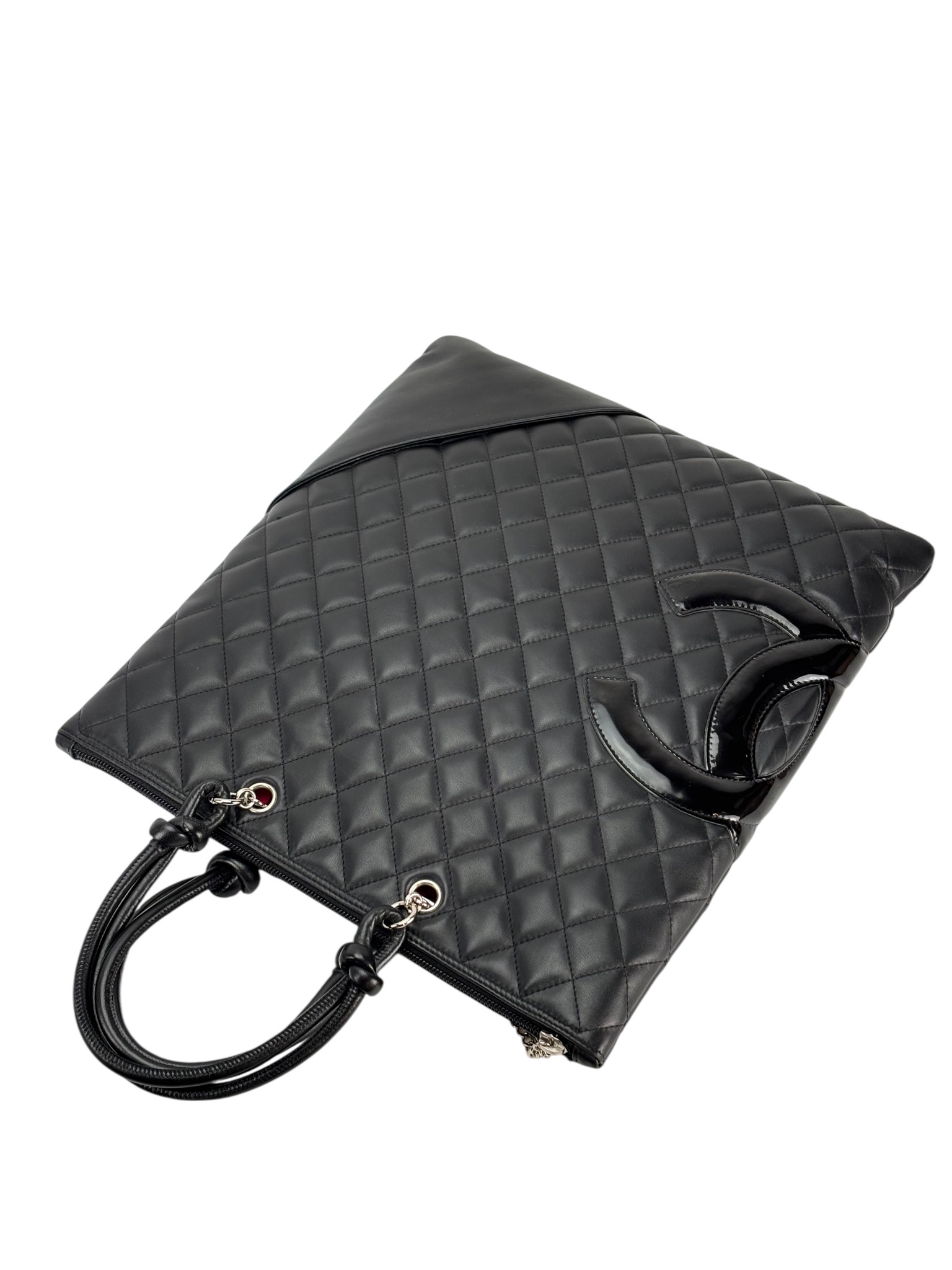 CHANEL - Black Calfskin Coco Mark Flat Shopper Shoulder Bag